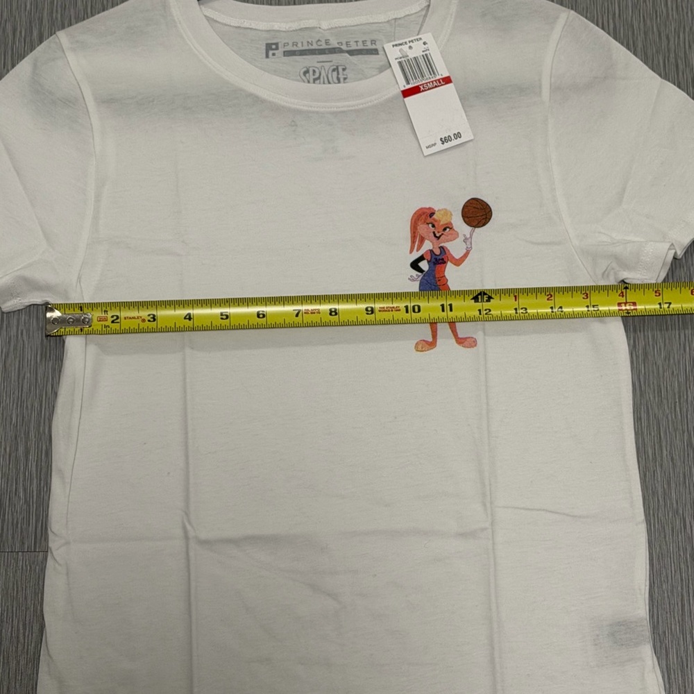 Prince Peter Space Jam Lola Bunny Graphic Tee XS White Made USA NWT Cotton - Picture 3 of 12